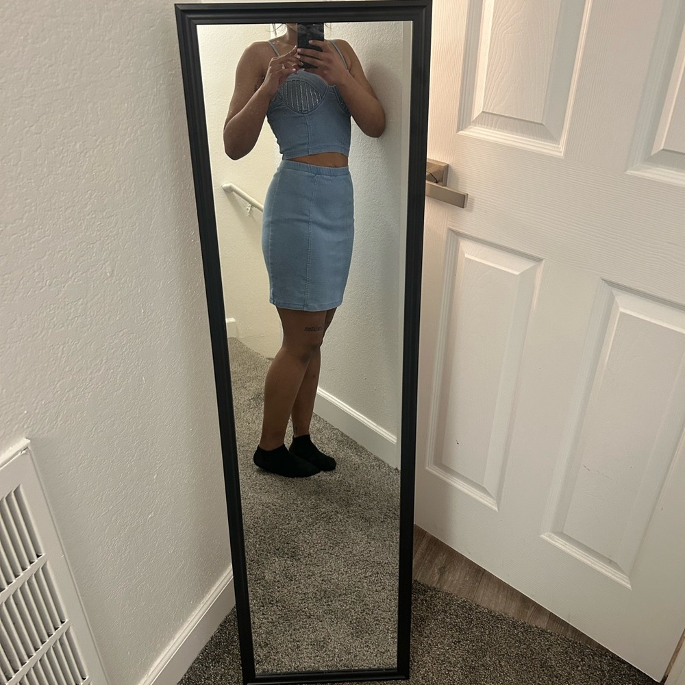 Faded Blue Denim Skirt